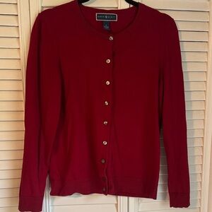 Karen Scott Deep Wine Button-Front Cardigan